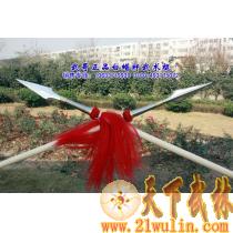 霸王枪C型=精加工自然粗细白蜡杆枪杆+全长35厘米不锈钢枪头+双幅尼龙丝枪缨+30颗钢珠+专业师傅安装